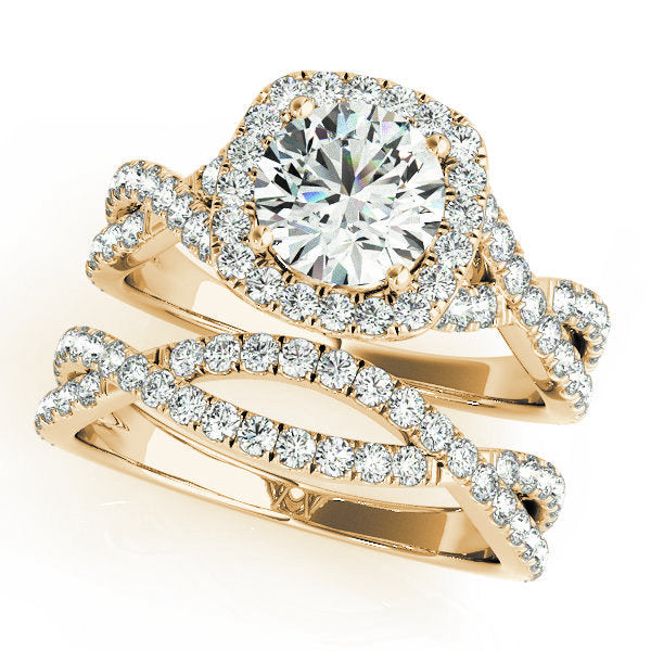 18K Yellow Gold 1.5 ctw Round Diamond Halo Ring
