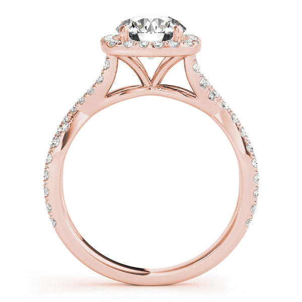 14K Rose Gold 1.5ctw Round Diamond Halo Engagement Ring