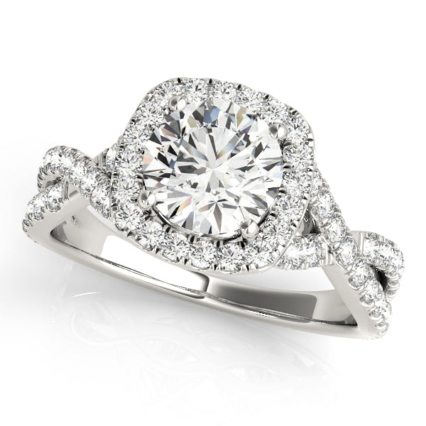 14K White Gold 1.5 ctw Round Diamond Halo Ring