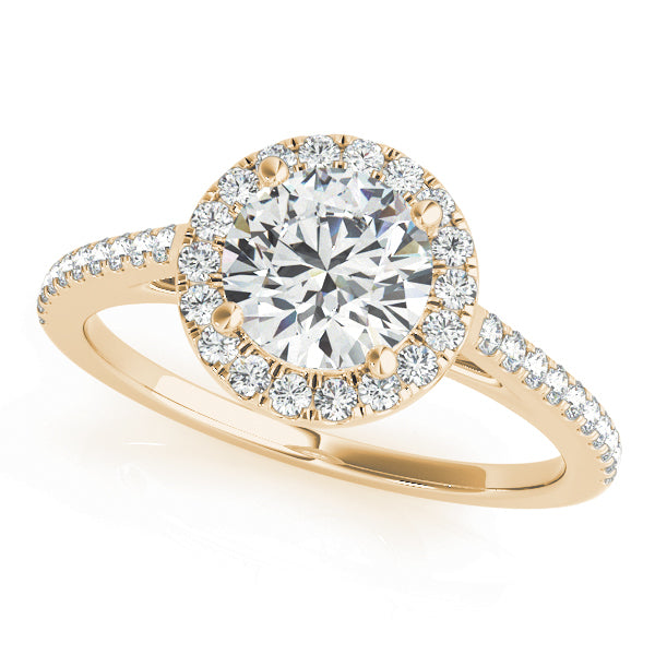 18K Yellow Gold Round Diamond Halo Engagement Ring