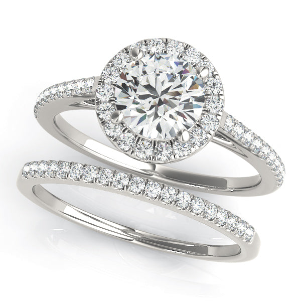 14K White Gold 1.33ctw Diamond Halo Engagement Ring
