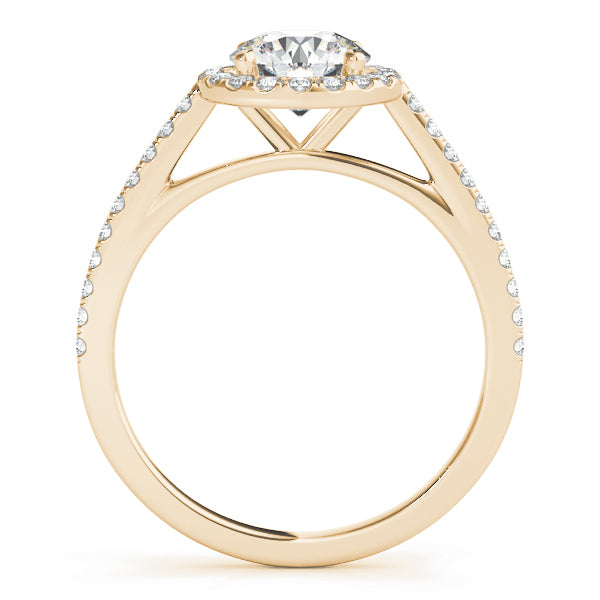 18K Yellow Gold Round Diamond Halo Engagement Ring