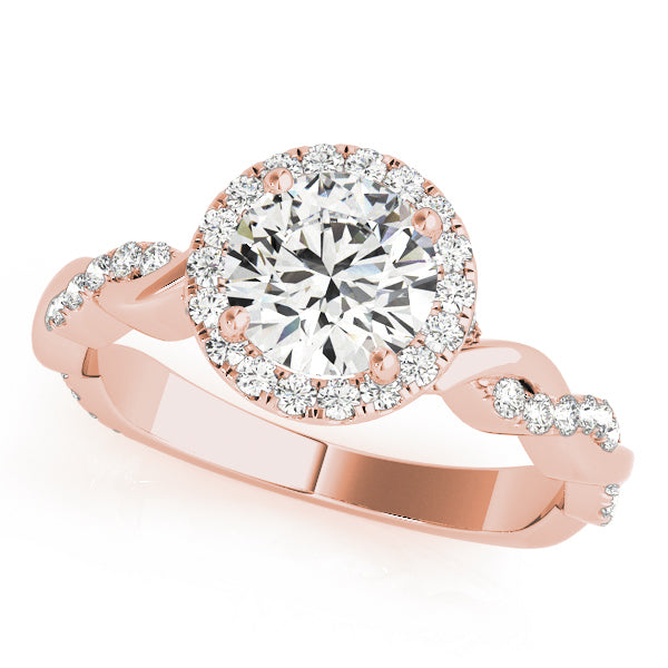 18K Rose Gold 1.33ctw Round Diamond Halo Ring