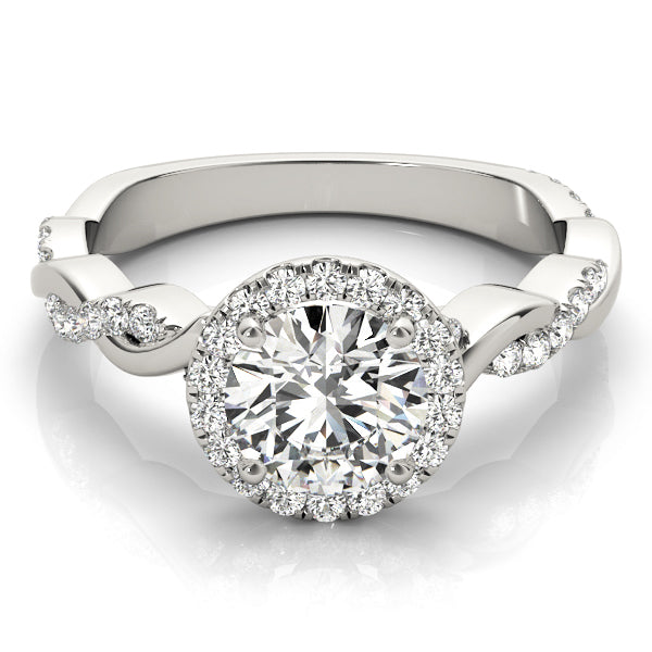 Platinum 1.33ctw Round Diamond Halo Engagement Ring