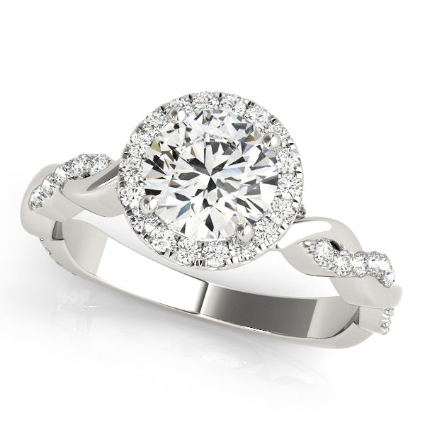 14K White Gold 1.33ctw Diamond Halo Engagement Ring