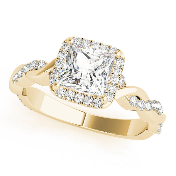 18K Yellow Gold Diamond Halo Engagement Ring 0.5ctw