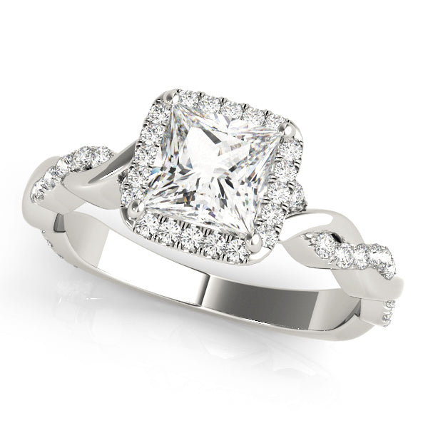 Platinum Diamond Halo Engagement Ring 1/2 CT