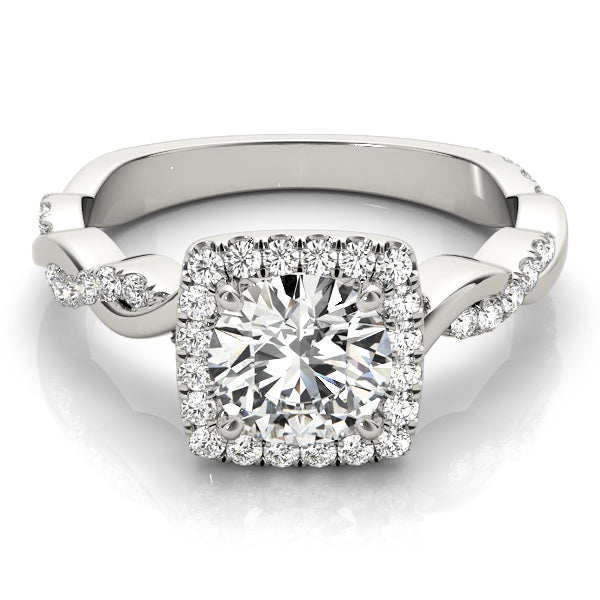 Platinum 1 CT Diamond Halo Engagement Ring