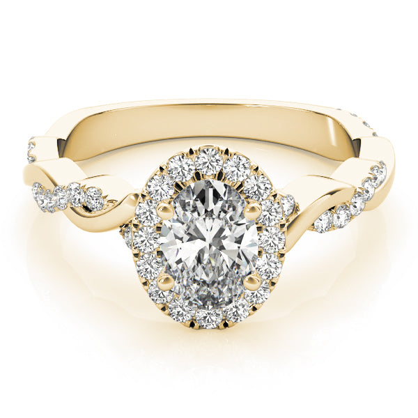 14K Yellow Gold Oval Diamond Halo Engagement Ring