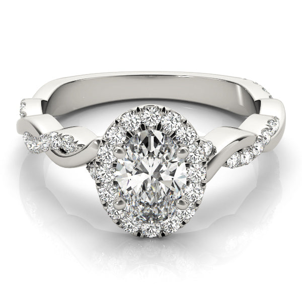 Nature-Inspired Oval Halo with Braided Shank Diamond Engagement Ring