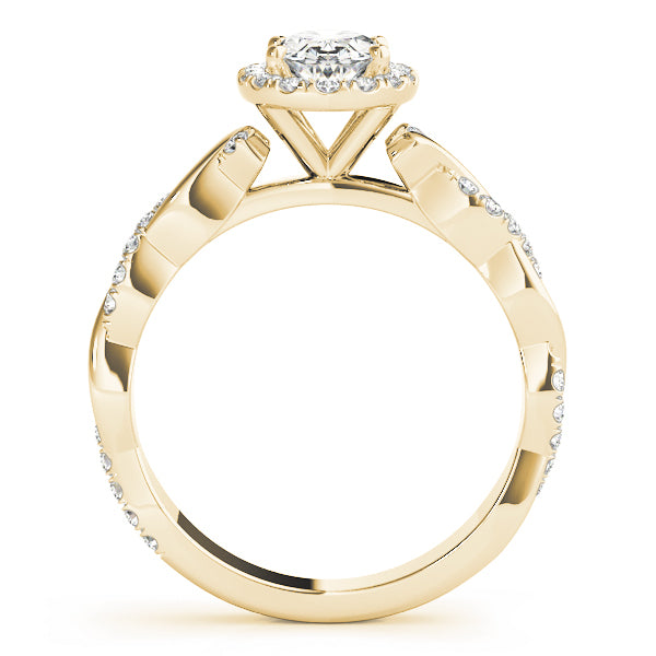 14K Yellow Gold Oval Diamond Halo Engagement Ring