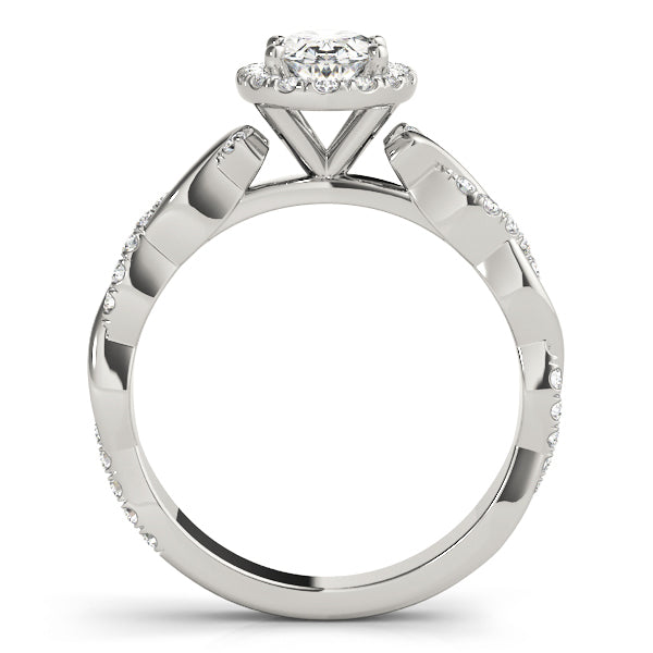 14K White Gold Oval Diamond Engagement Ring with Halo