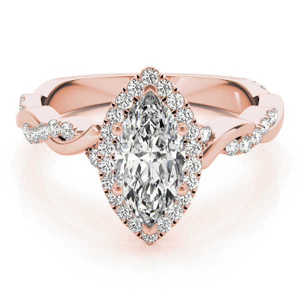 18K Rose Gold 1 CT Marquise Diamond Halo Ring