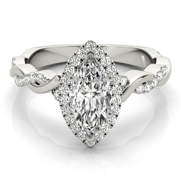 18K White Gold 1.33ctw Marquise Diamond Engagement Ring