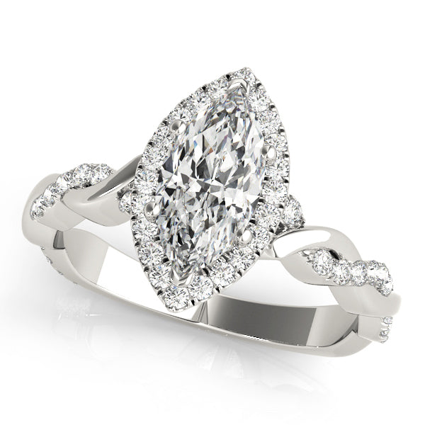 18K White Gold 1.33ctw Marquise Diamond Engagement Ring