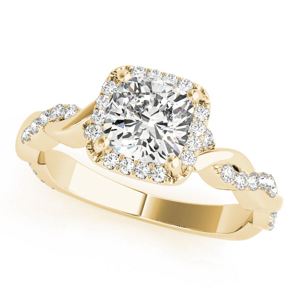 18K Yellow Gold 1 CT Cushion Diamond Halo Ring