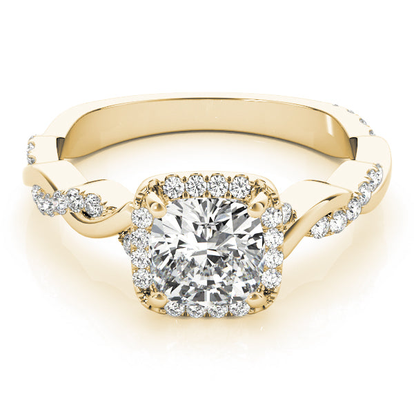 18K Yellow Gold 1 CT Cushion Diamond Halo Ring