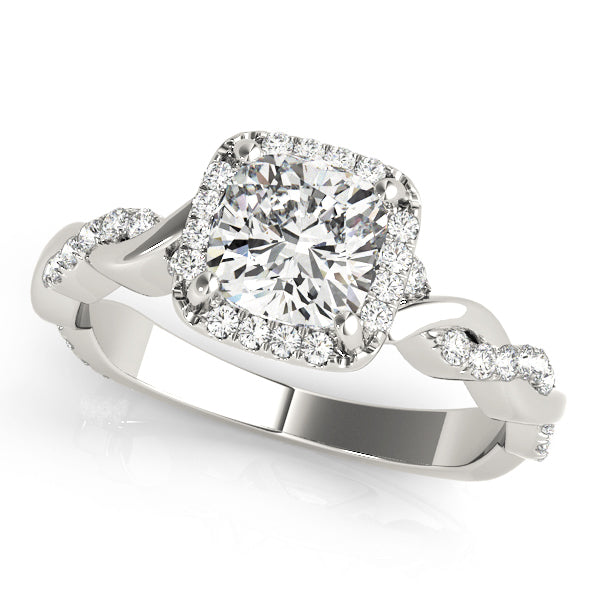 18K White Gold 1.33ctw Cushion Diamond Halo Ring