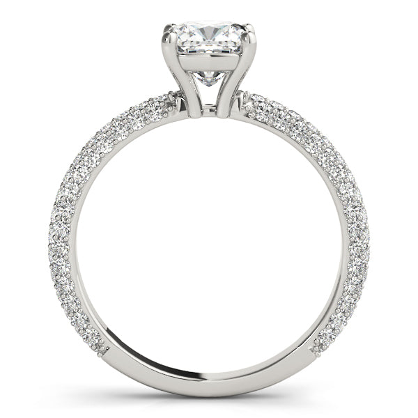 14K White Gold Cushion Diamond Pave Ring