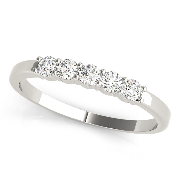 Platinum 5-Stone Round Diamond Wedding Ring