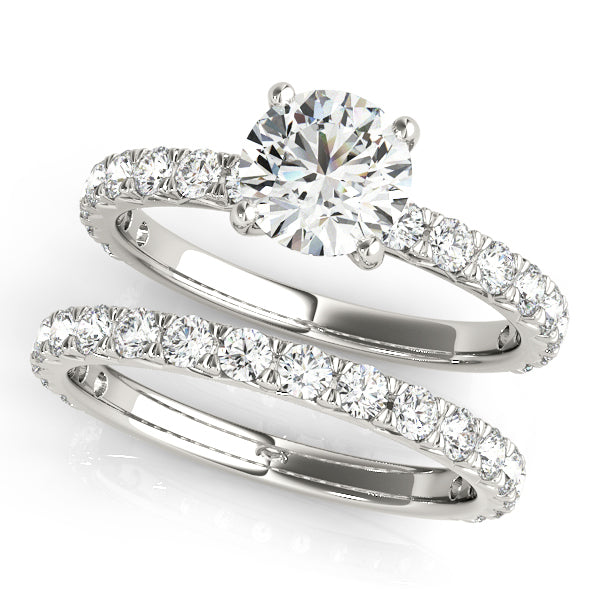 High-Set Round 4-Prong Pave Diamond Engagement Ring