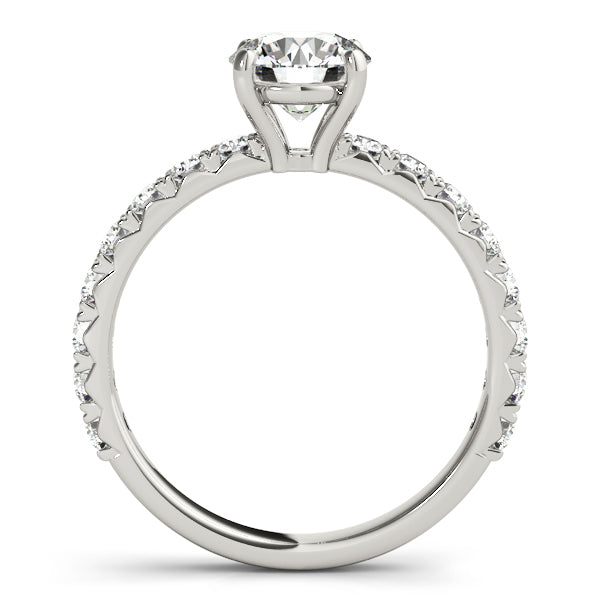 High-Set Round 4-Prong Pave Diamond Engagement Ring