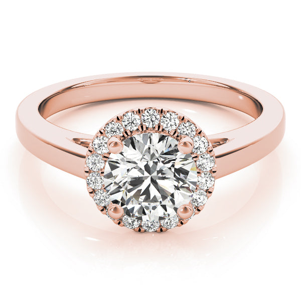 18K Rose Gold 1 CT Diamond Halo Engagement Ring