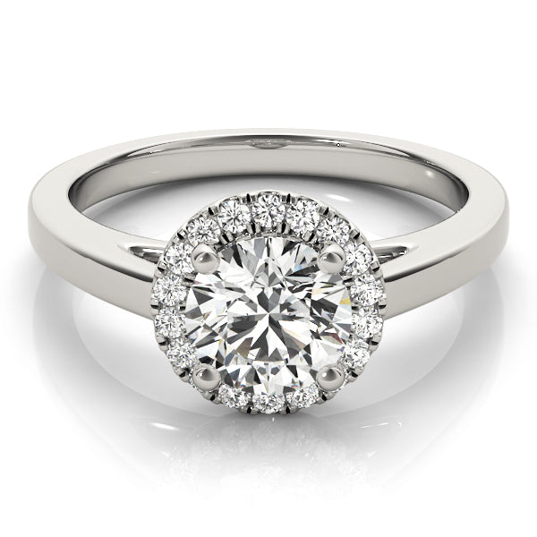 Platinum 1 CT Diamond Halo Engagement Ring