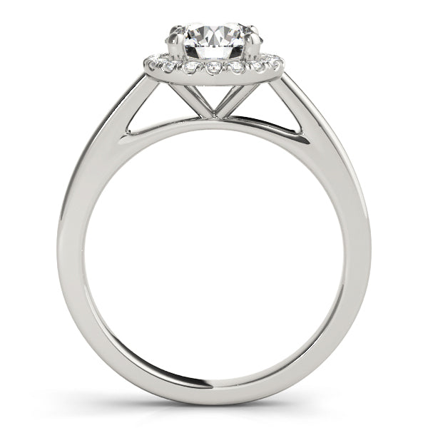 14K White Gold Round Diamond Halo Engagement Ring