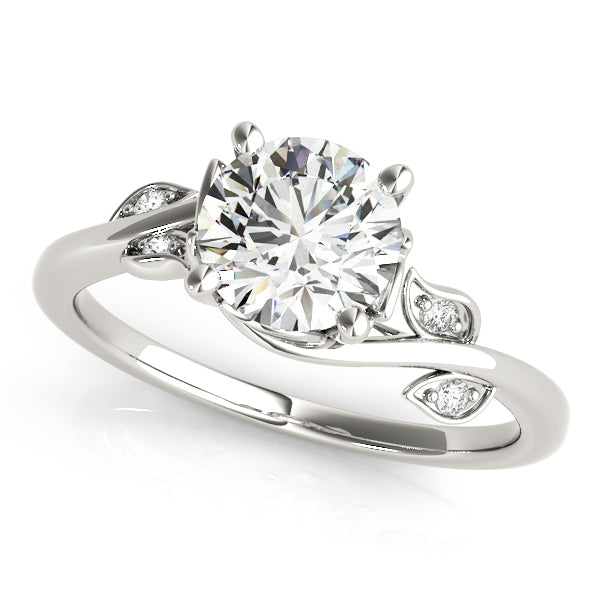 Nature-Inspired Round Diamond Solitaire with Rose Petals Engagement Ring