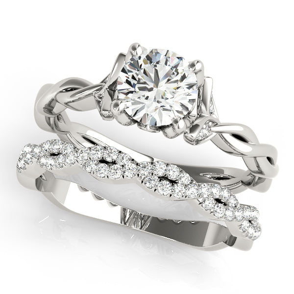 Nature-Inspired Twisted Shank Solitaire Rose Diamond Engagement Ring