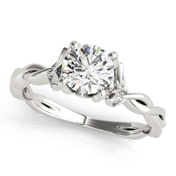 Nature-Inspired Twisted Shank Solitaire Rose Diamond Engagement Ring