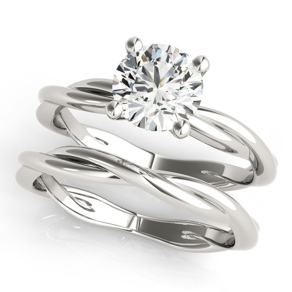 Round Diamond with Twisted Solitaire Engagement Ring