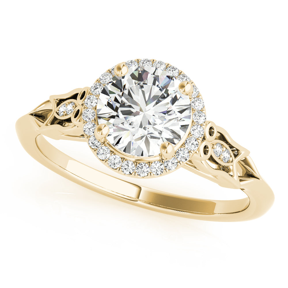 18K Yellow Gold 1 CT Diamond Halo Engagement Ring