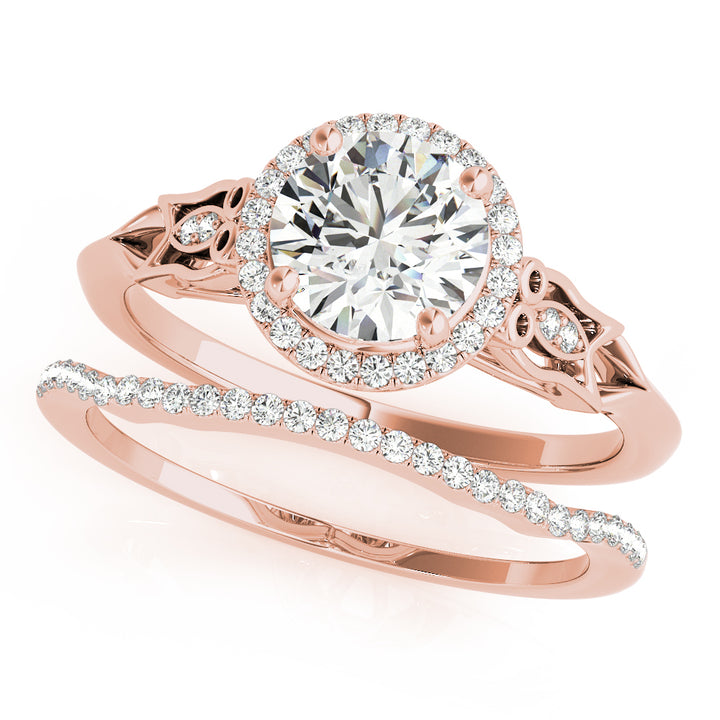 14K Rose Gold 1 CT Diamond Halo Engagement Ring