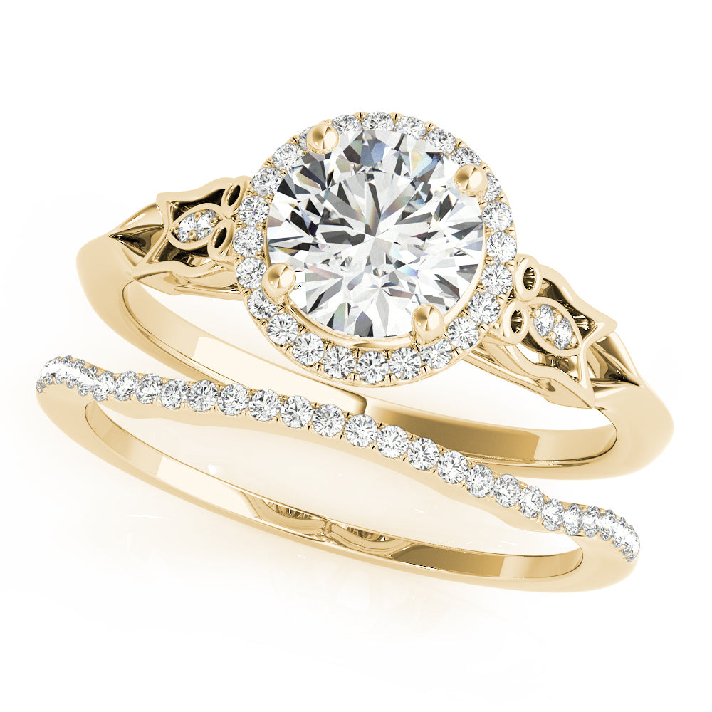 18K Yellow Gold 1 CT Diamond Halo Engagement Ring