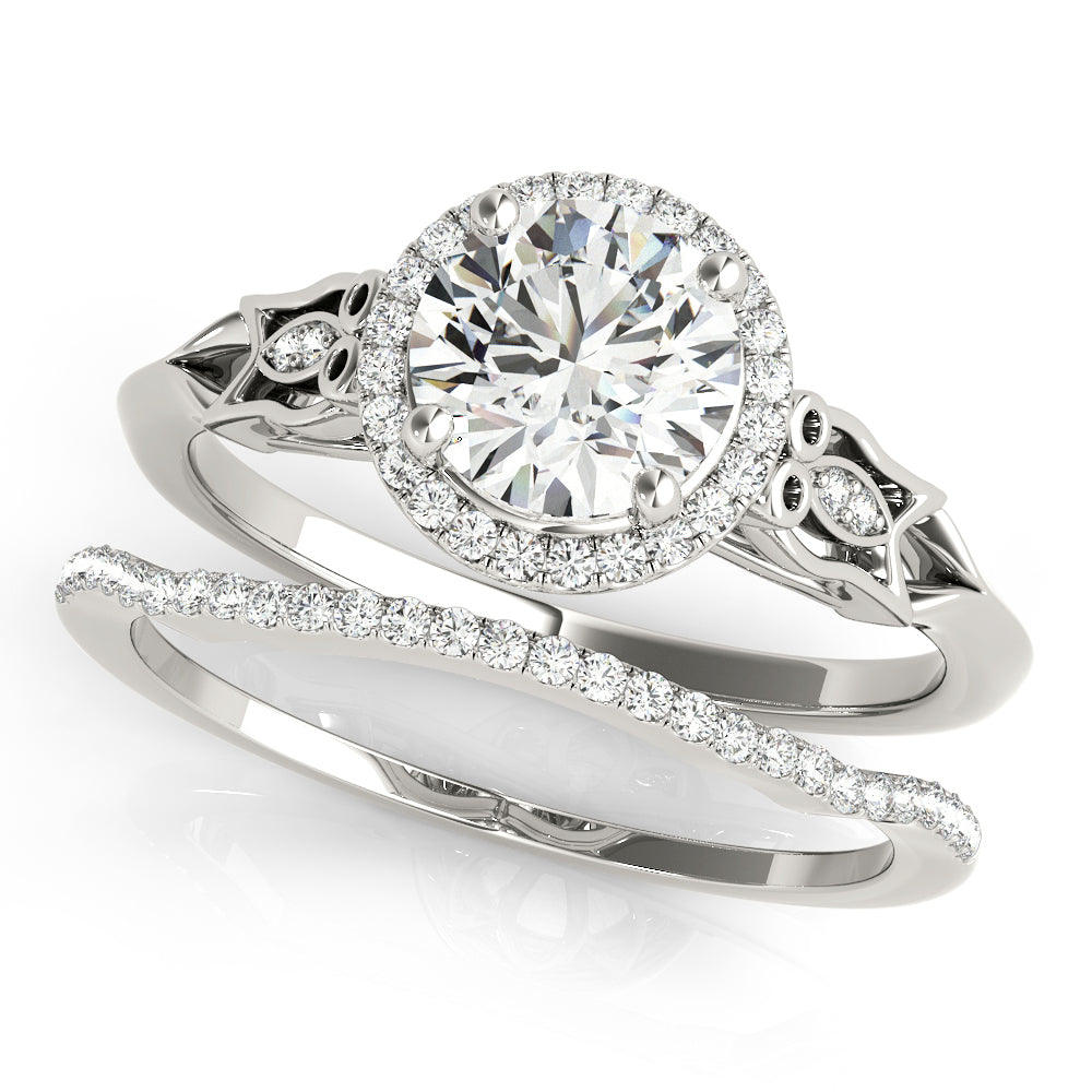18K White Gold 1 ct Diamond Halo Engagement Ring
