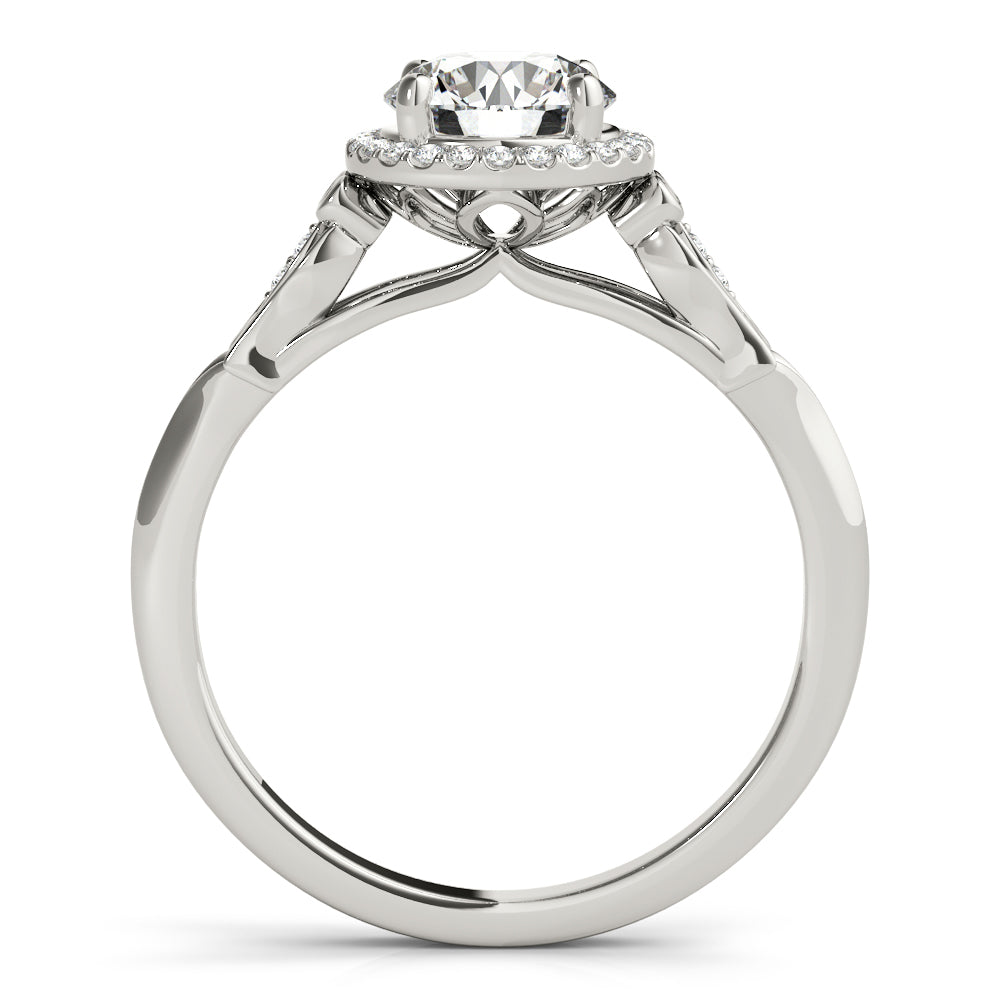 14K White Gold Round Diamond Halo Engagement Ring