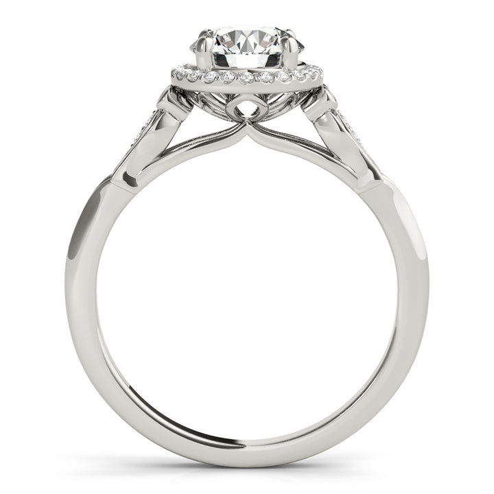 14K White Gold Round Diamond Halo Engagement Ring
