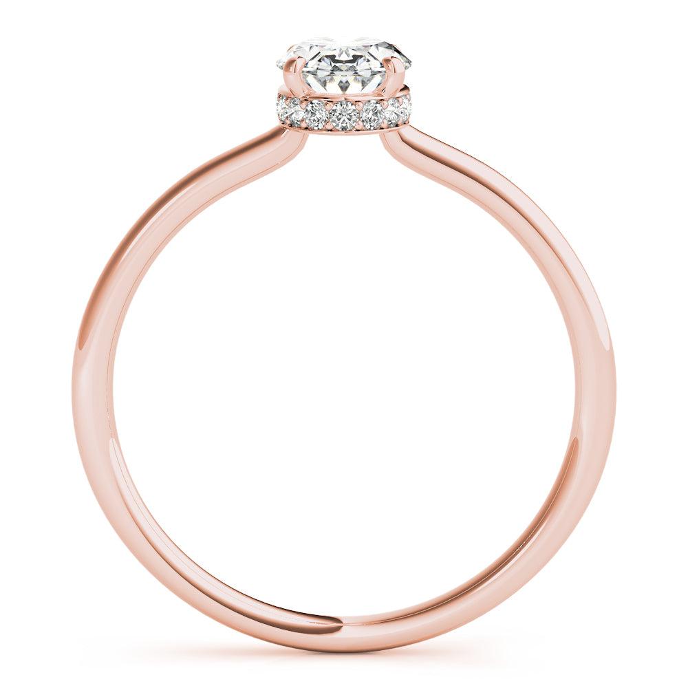 18K Rose Gold Diamond Oval Halo Engagement Ring