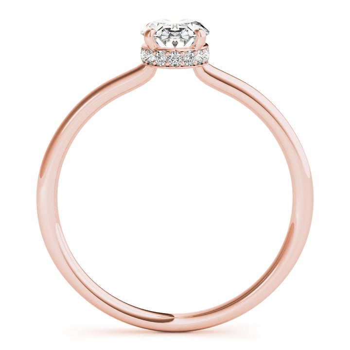 18K Rose Gold Diamond Oval Halo Engagement Ring
