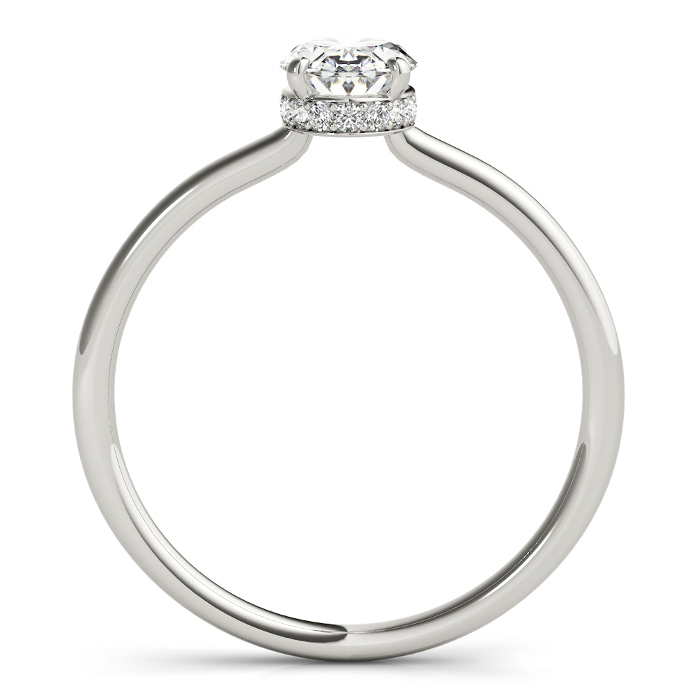 14K White Gold Oval Diamond Halo Engagement Ring