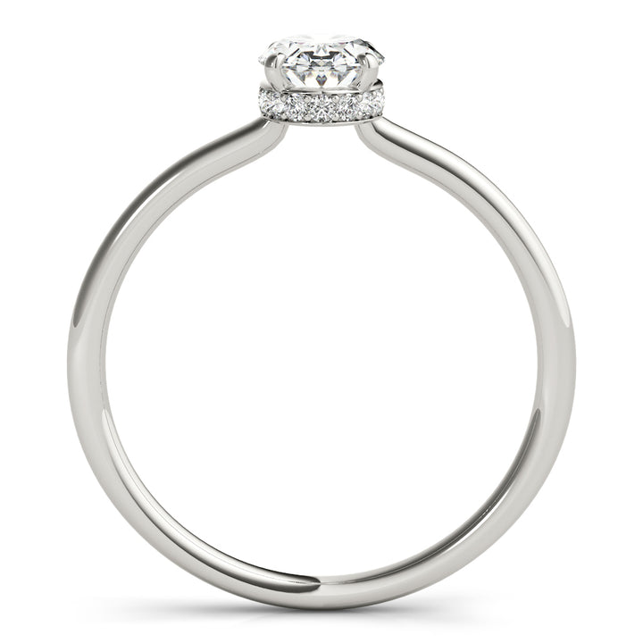 14K White Gold Oval Diamond Halo Engagement Ring