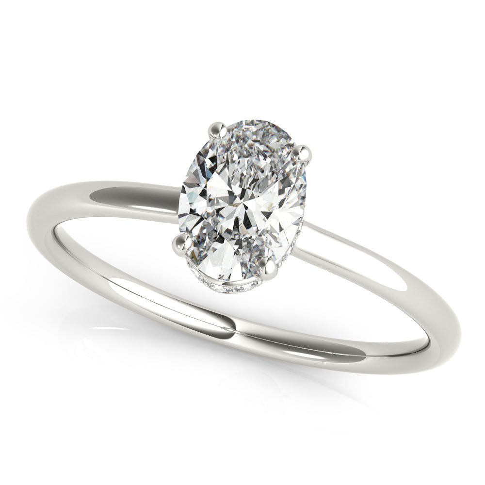 Platinum White Diamond Oval Halo Engagement Ring