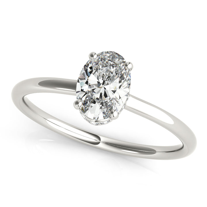 Platinum White Diamond Oval Halo Engagement Ring