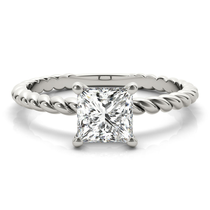 14K White Gold Princess Diamond Solitaire Ring