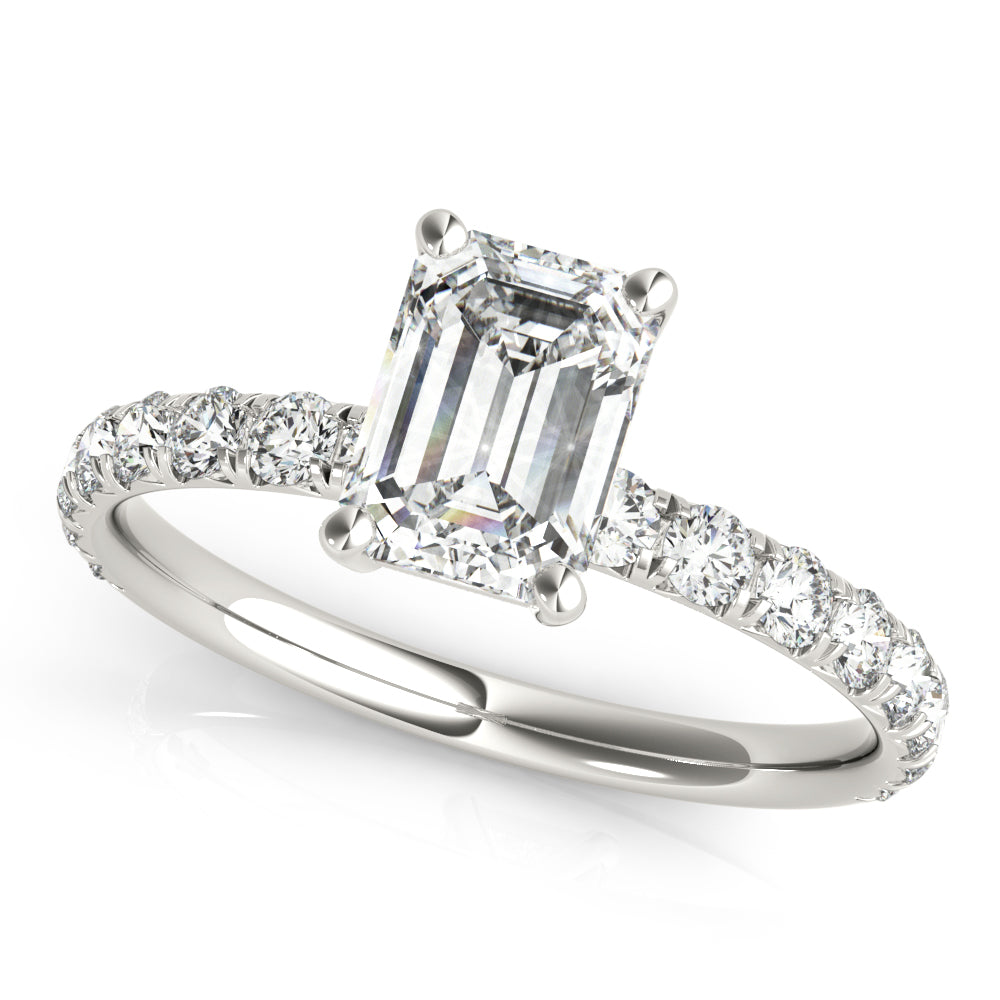 Platinum 1/2 CT Diamond Emerald Engagement Ring