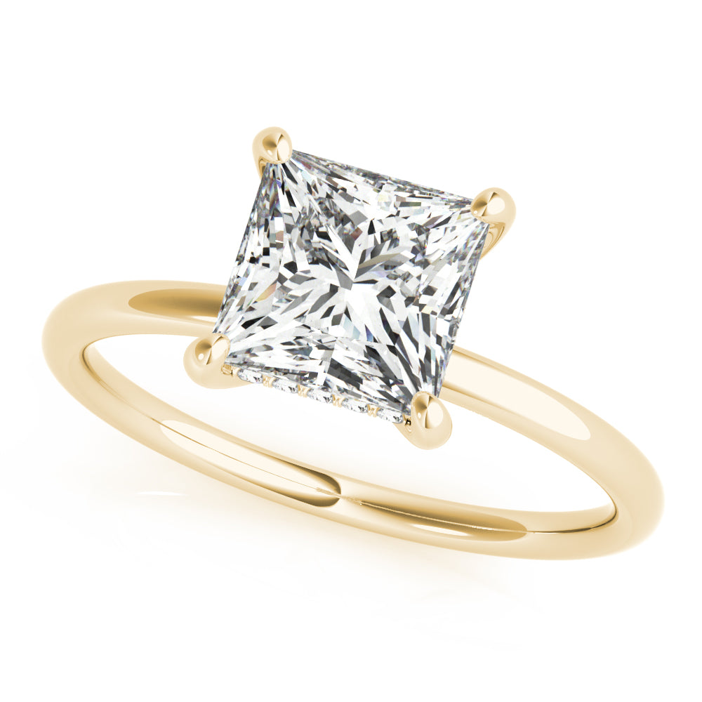 14K Yellow Gold Diamond Halo Engagement Ring