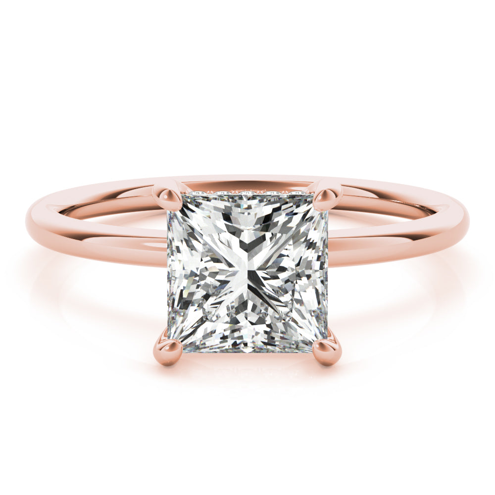 14K Rose Gold Diamond Halo Engagement Ring