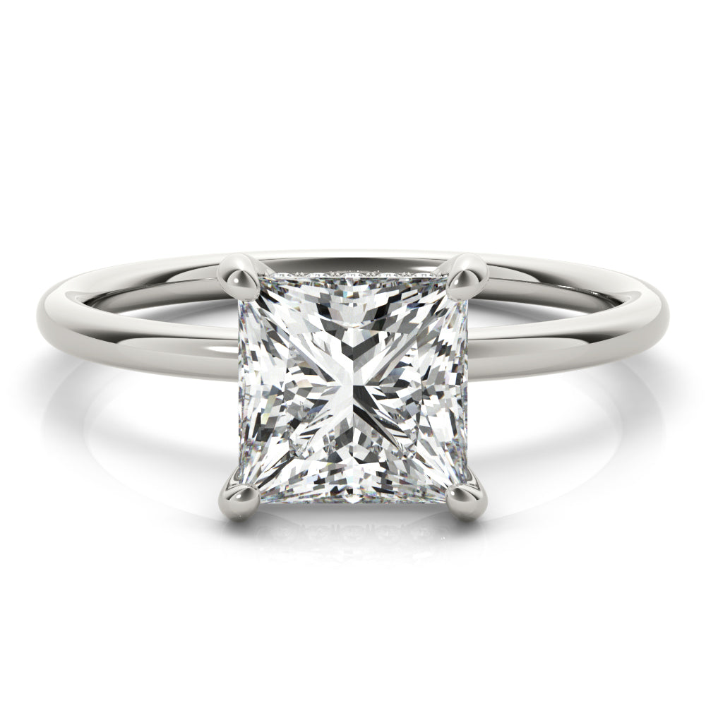 14K White Gold Diamond Halo Engagement Ring